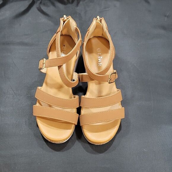 GIRLS OPEN TOE CORK  MULTI STRAP SANDALS - Picture 2 of 13